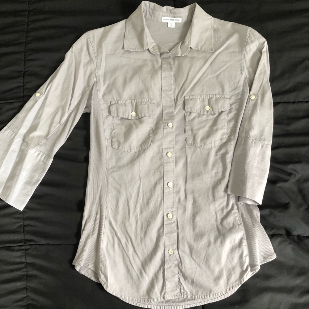 Light silver button down